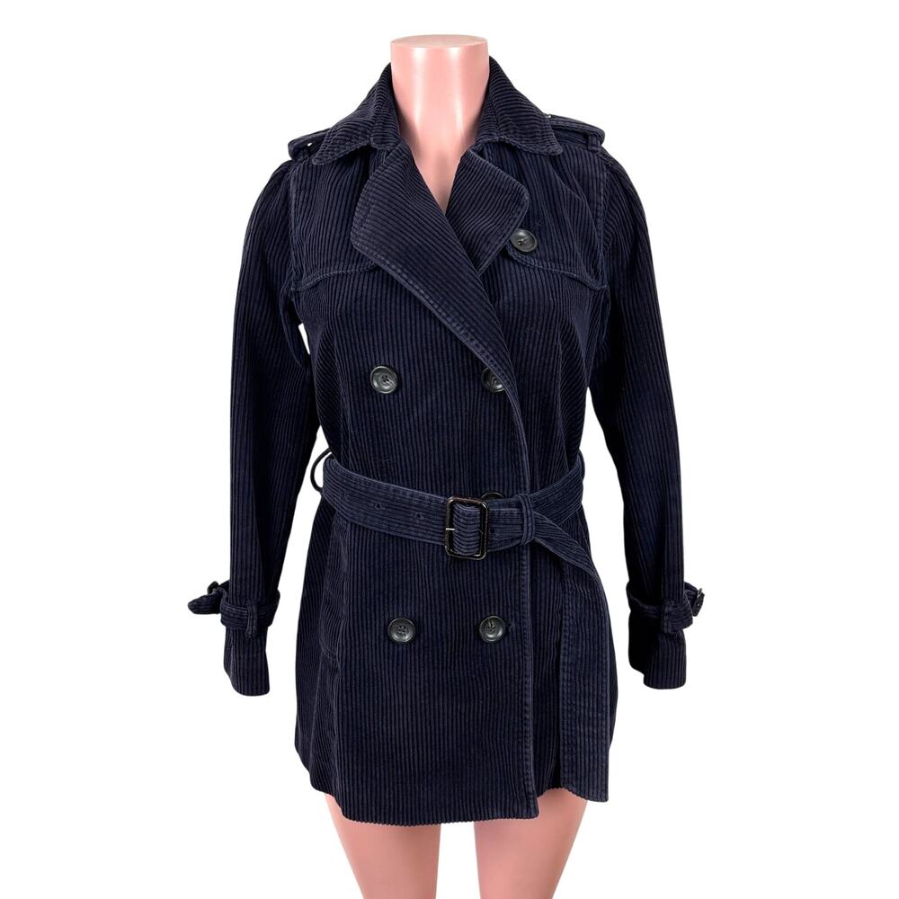 GAP Corduroy Double Breasted Trench Coat Royal Blue Purple (2009) Small